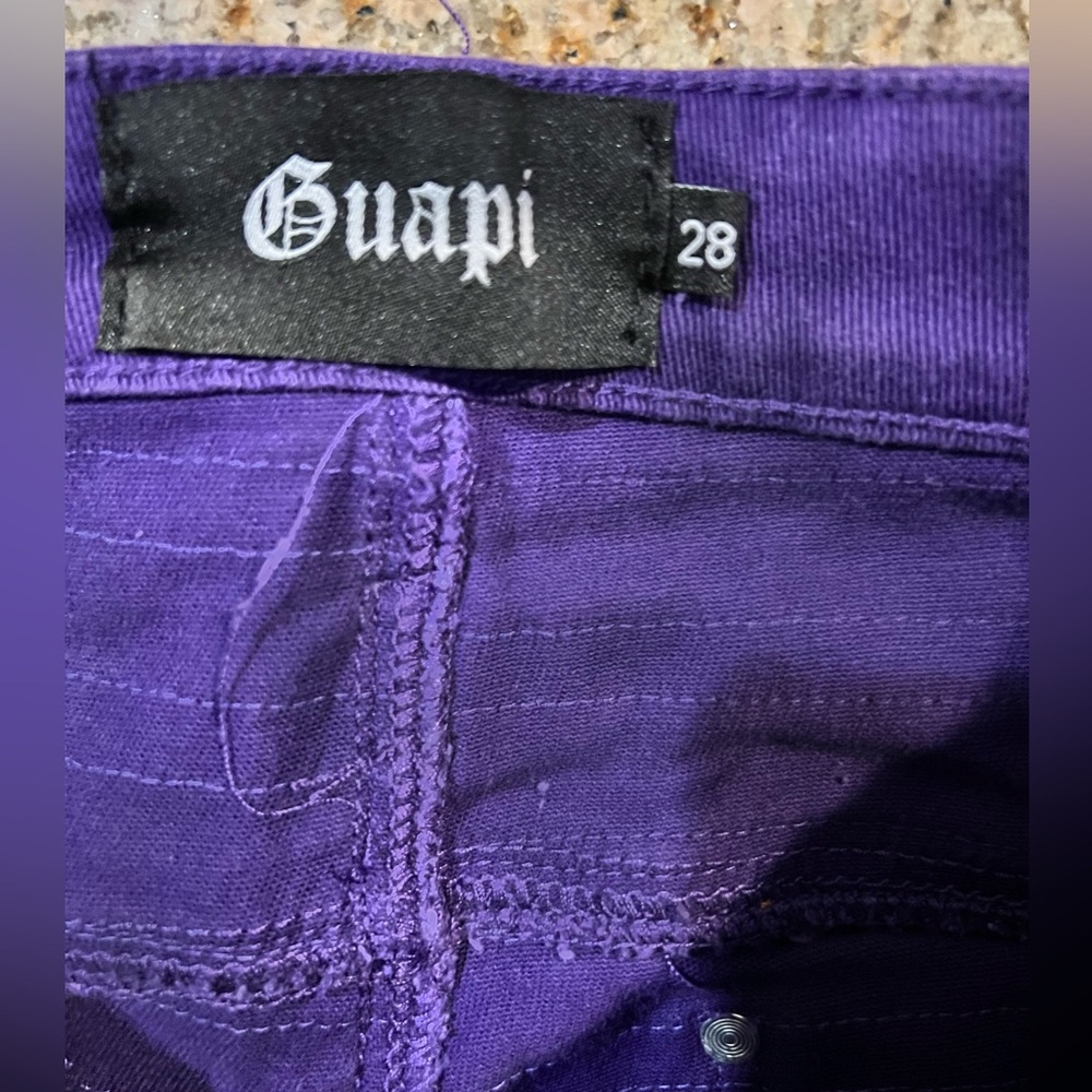 Guapi Jeans Mens 28 Purple Distressed Shredded Flare Pants
Brand New with Tags - Picture 9 of 13